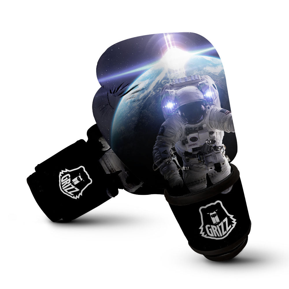 Floating Astronaut In Outer Space Print Boxing Gloves-grizzshop