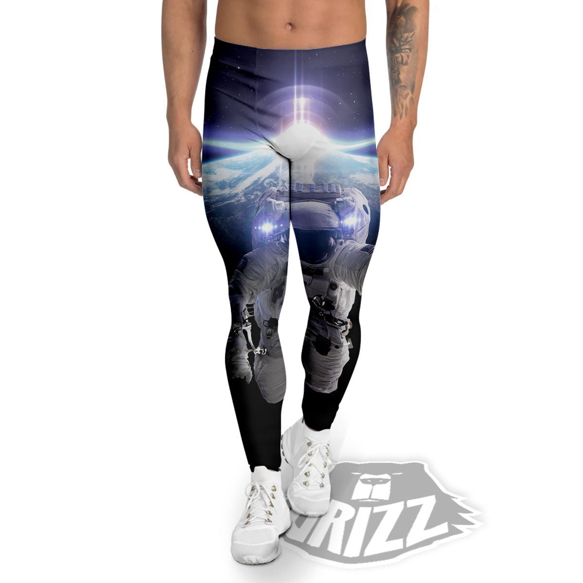 Floating Astronaut In Outer Space Print Men's Leggings-grizzshop