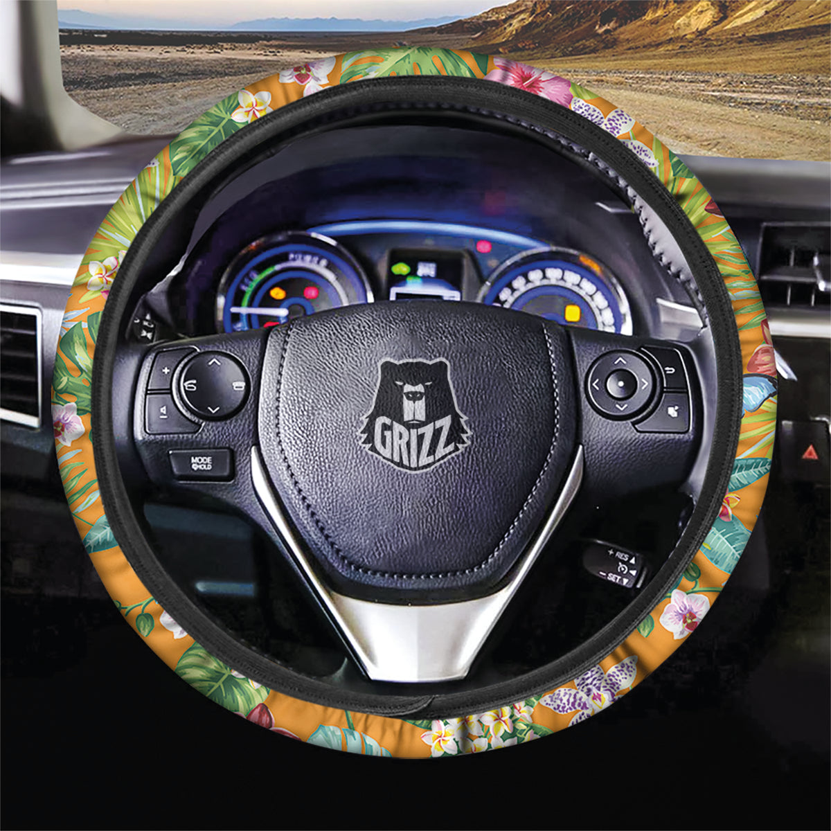 Floral Aloha Hawaii Print Pattern Car Steering Wheel Cover-grizzshop