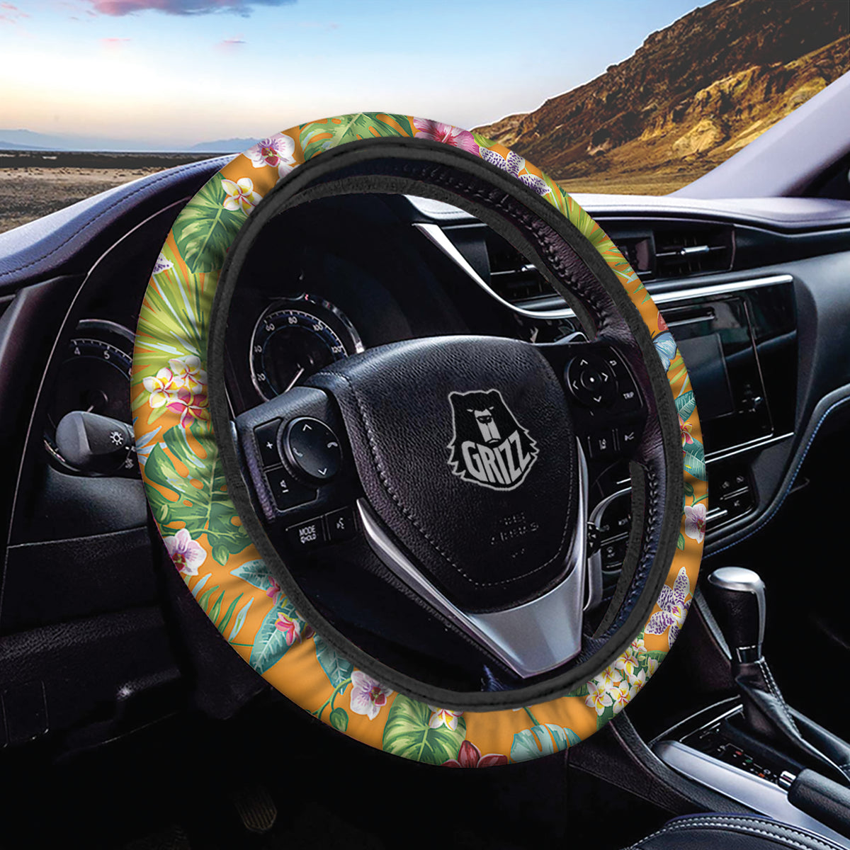 Floral Aloha Hawaii Print Pattern Car Steering Wheel Cover-grizzshop