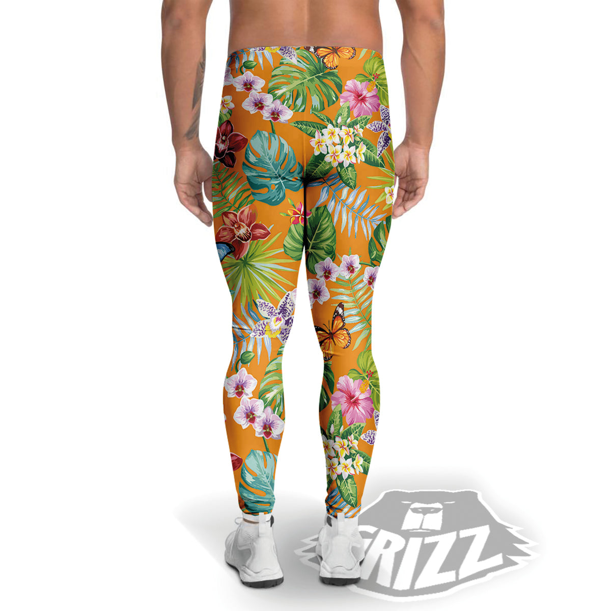 Floral Aloha Hawaii Print Pattern Men's Leggings-grizzshop
