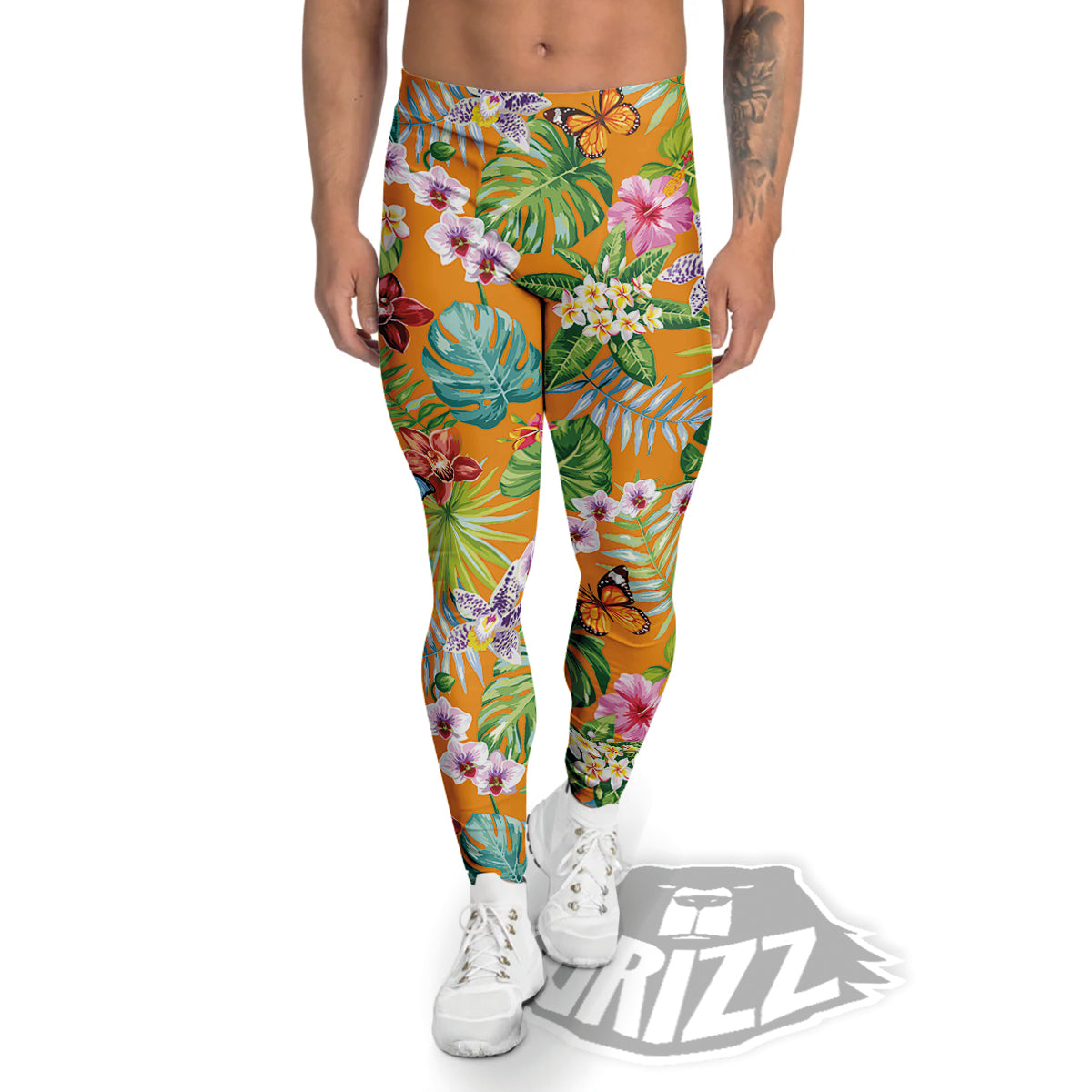 Floral Aloha Hawaii Print Pattern Men's Leggings-grizzshop