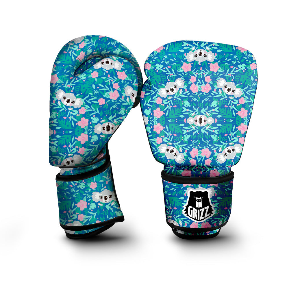 Floral And Baby Koala Print Pattern Boxing Gloves-grizzshop