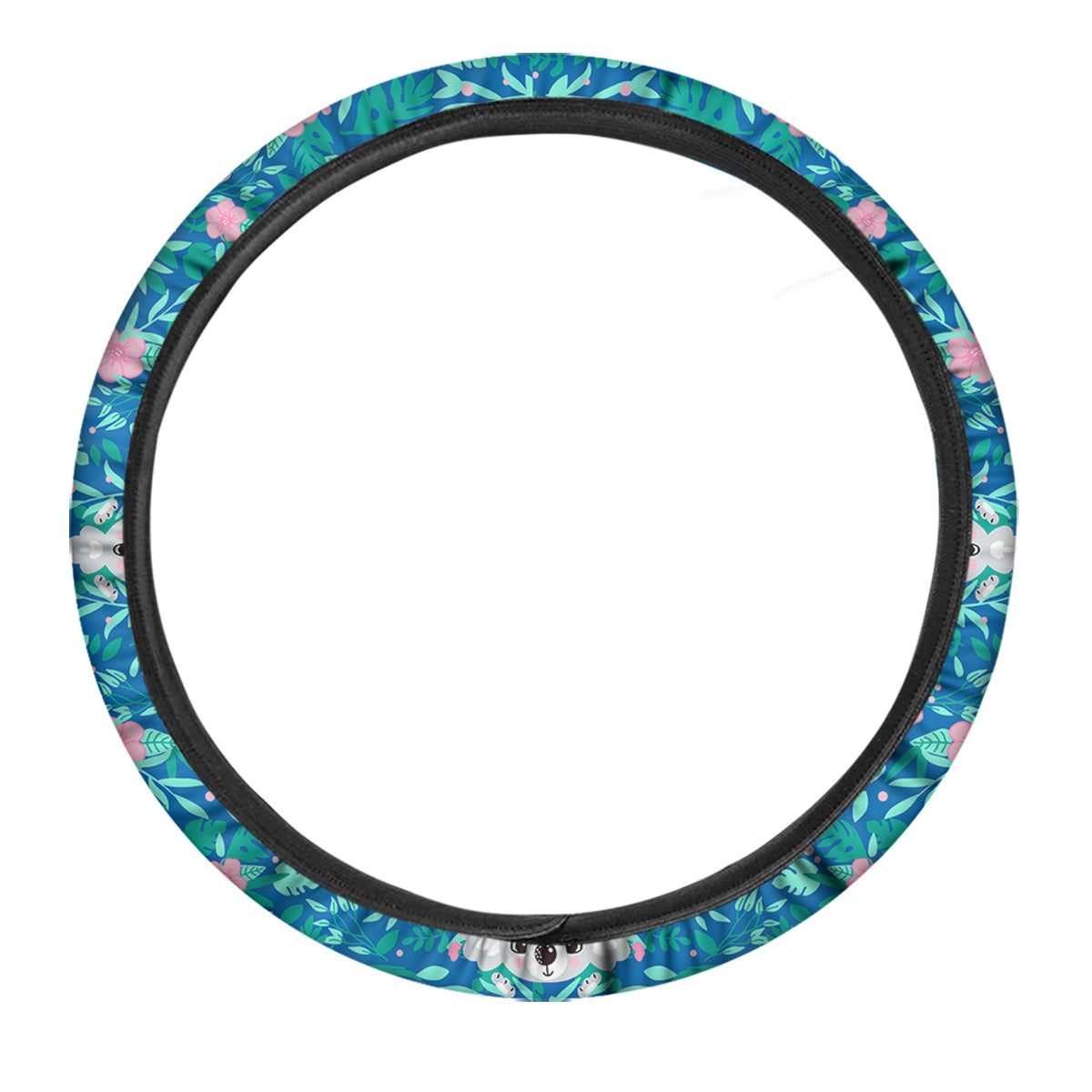 Floral And Baby Koala Print Pattern Car Steering Wheel Cover-grizzshop