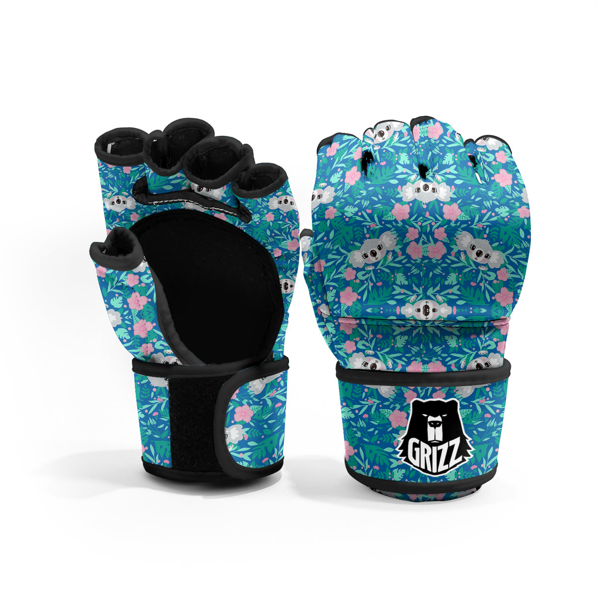 Floral And Baby Koala Print Pattern MMA Gloves-grizzshop