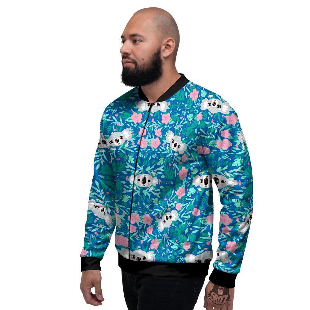 Floral And Baby Koala Print Pattern Men's Bomber Jacket-grizzshop