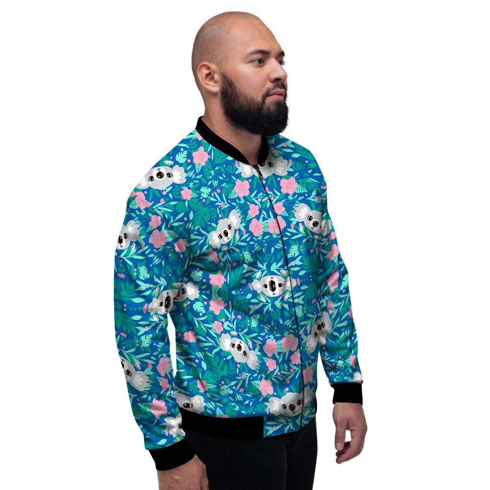 Floral And Baby Koala Print Pattern Men's Bomber Jacket-grizzshop