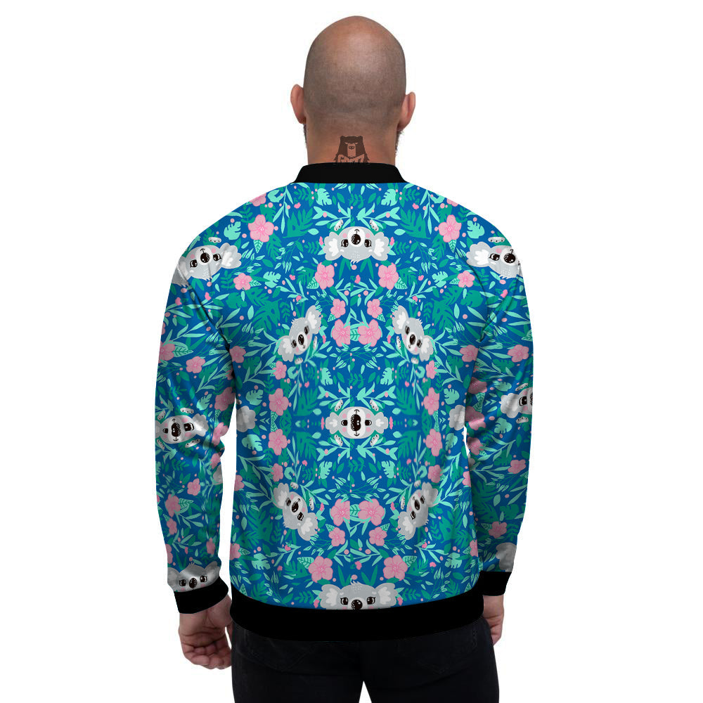 Floral And Baby Koala Print Pattern Men's Bomber Jacket-grizzshop