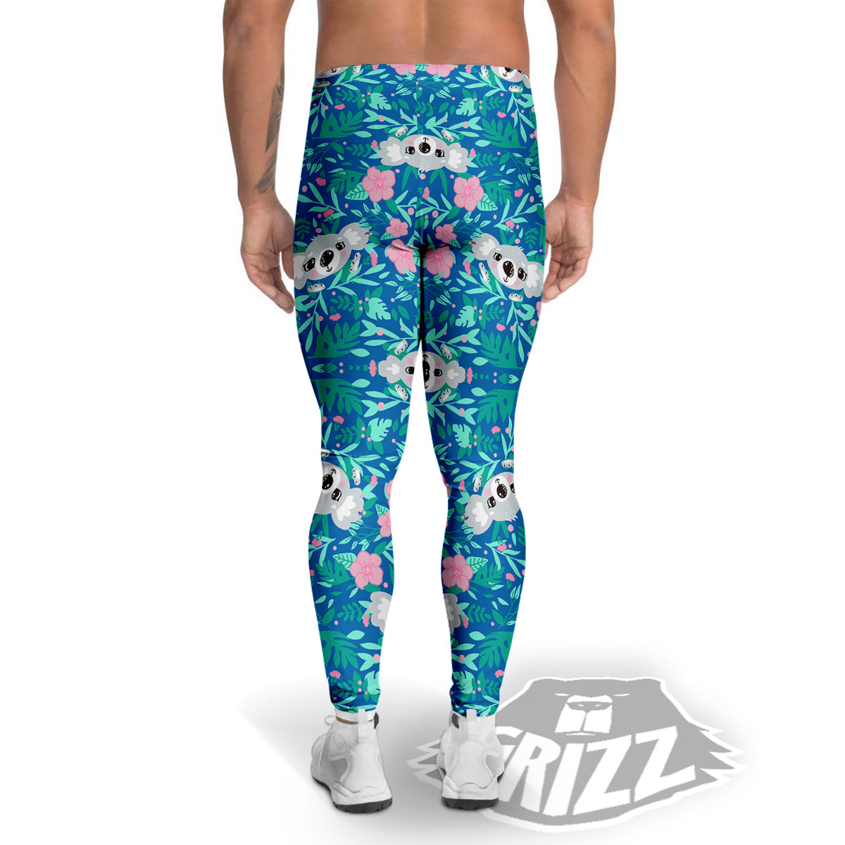 Floral And Baby Koala Print Pattern Men's Leggings-grizzshop