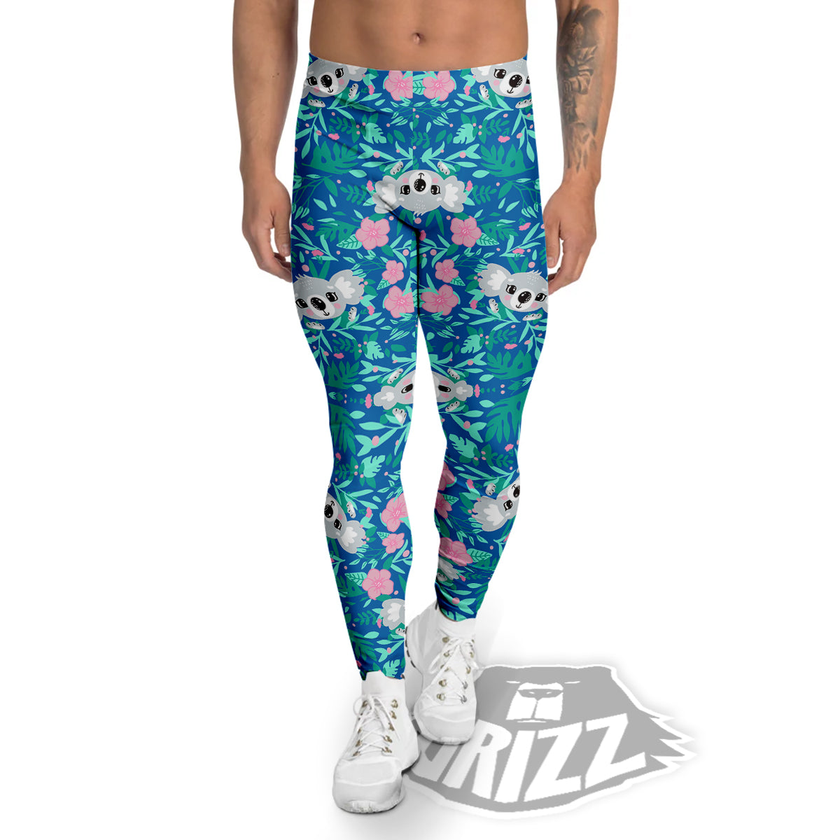 Floral And Baby Koala Print Pattern Men's Leggings-grizzshop