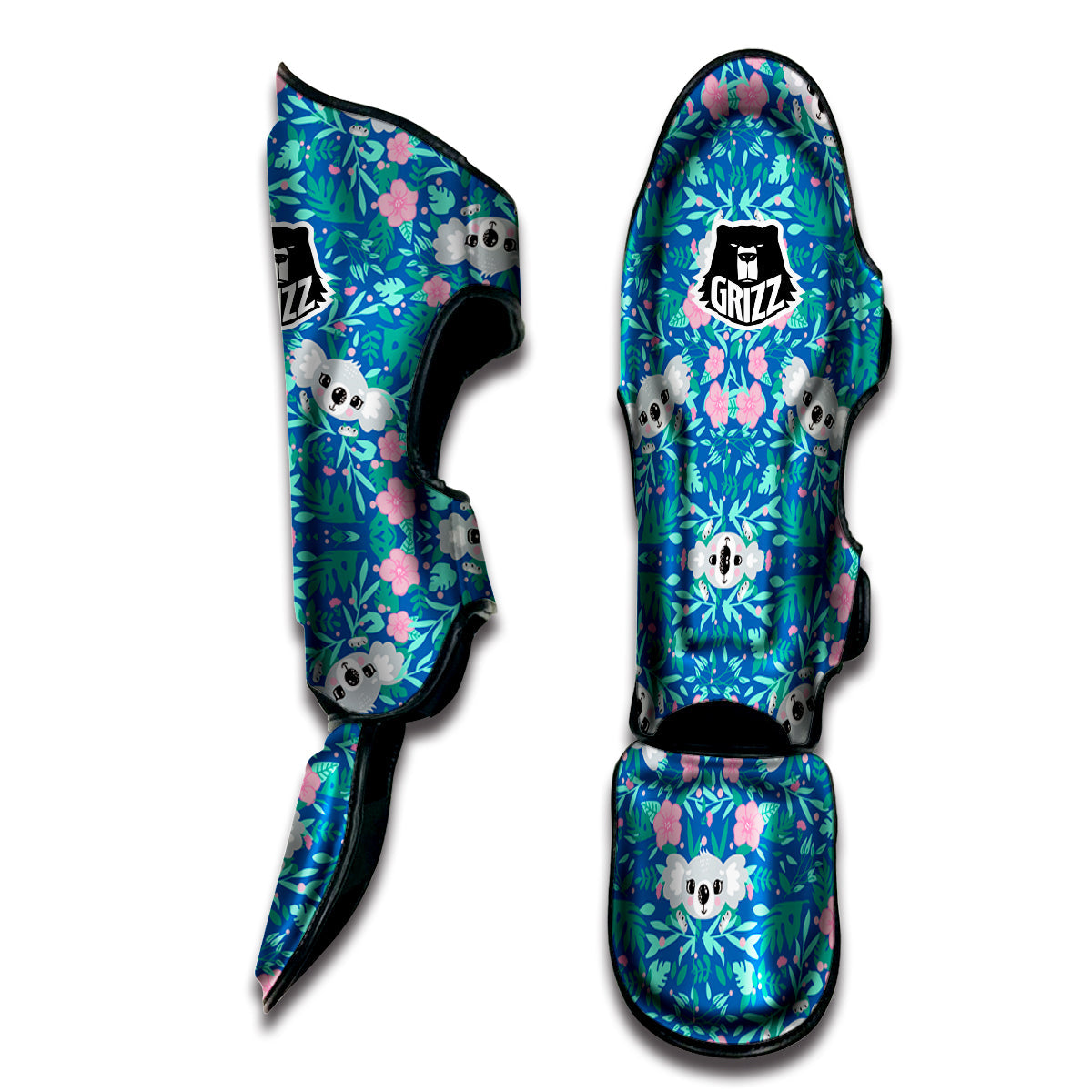 Floral And Baby Koala Print Pattern Muay Thai Shin Guards-grizzshop