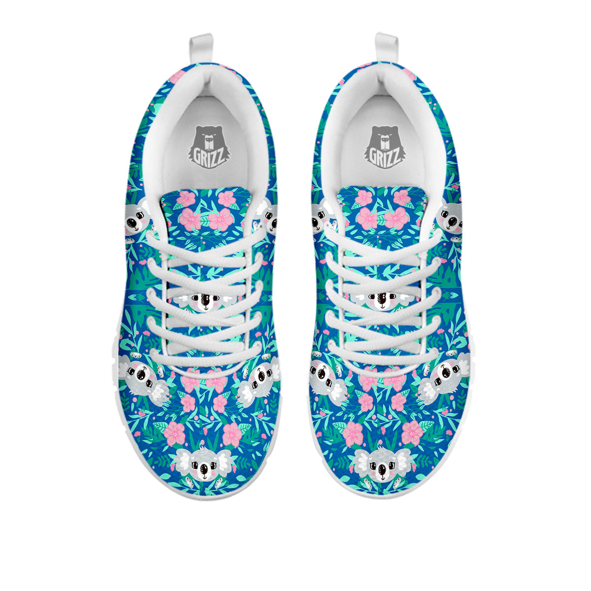 Floral And Baby Koala Print Pattern White Sneaker-grizzshop