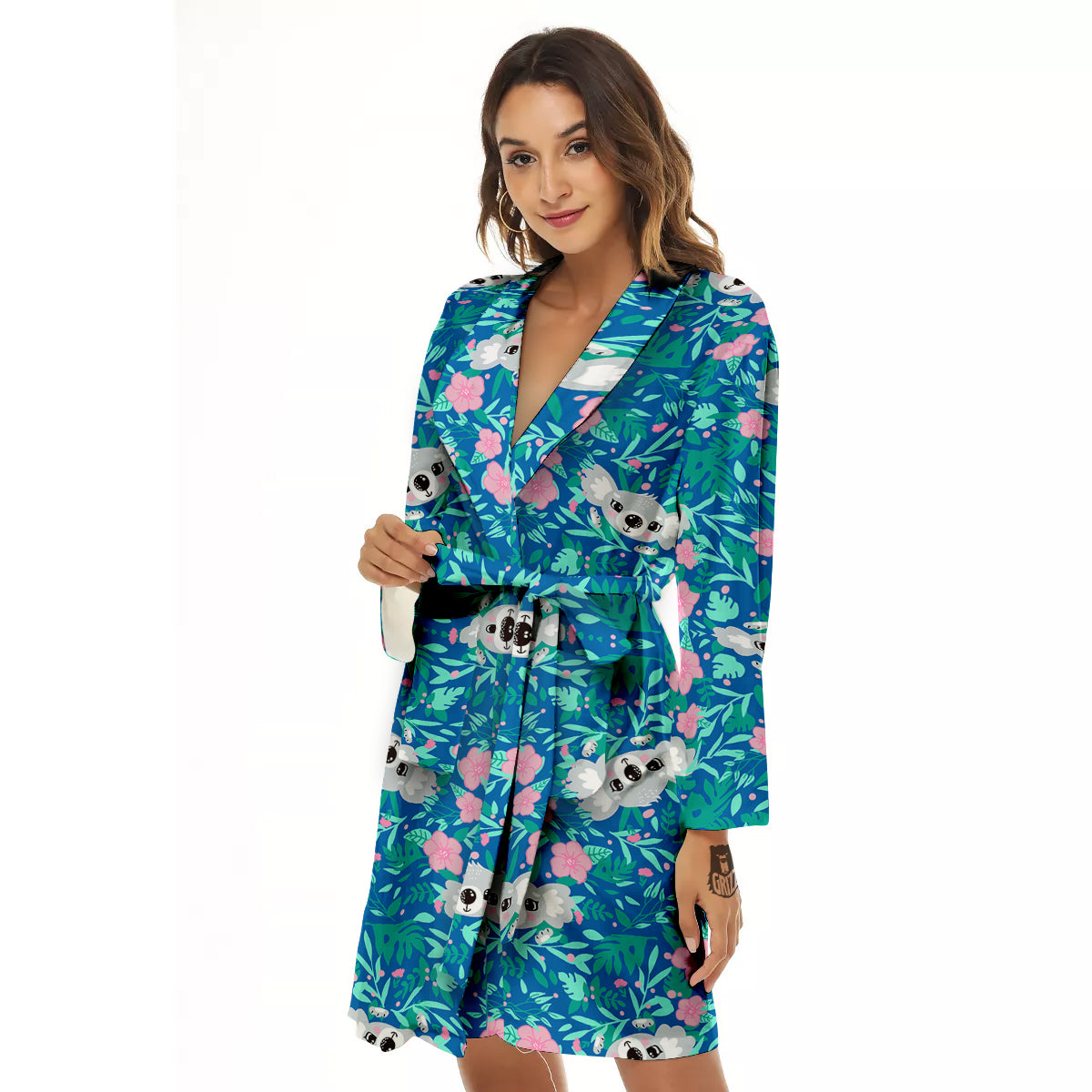 Floral And Baby Koala Print Pattern Women's Robe-grizzshop
