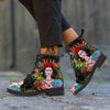 Floral And Frida Kahlo Print Leather Boots-grizzshop