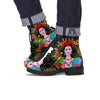 Floral And Frida Kahlo Print Leather Boots-grizzshop