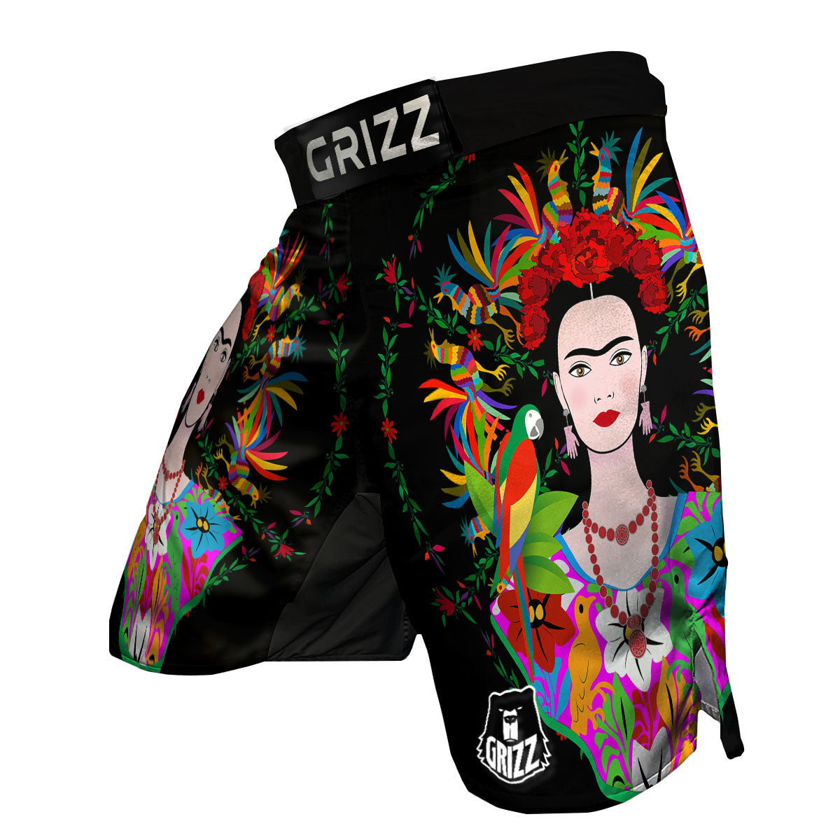Floral And Frida Kahlo Print MMA Shorts-grizzshop