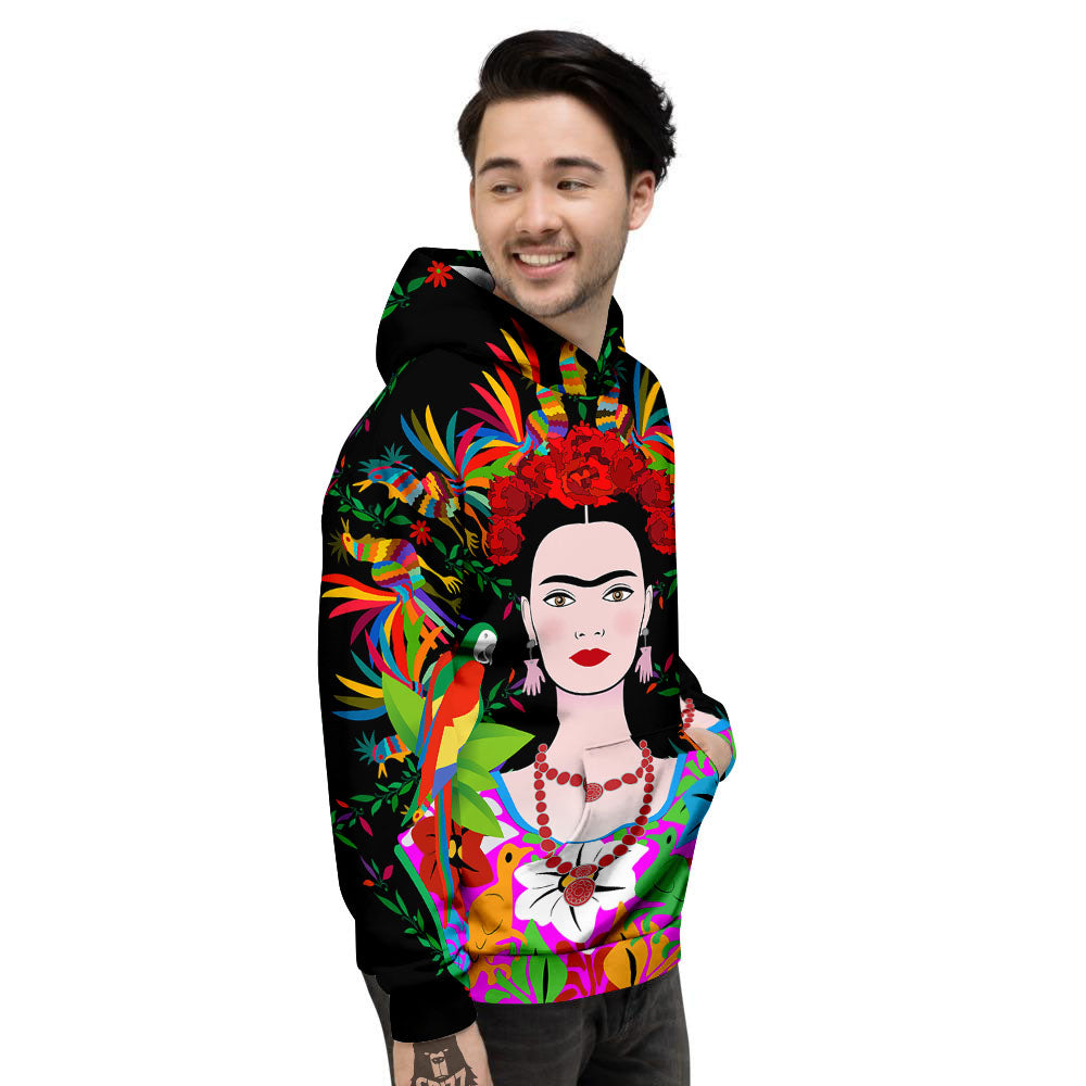 Floral And Frida Kahlo Print Men's Hoodie-grizzshop