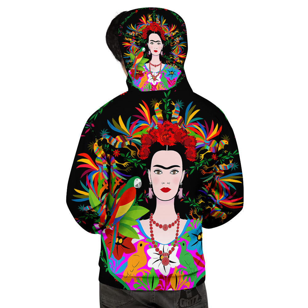Floral And Frida Kahlo Print Men's Hoodie-grizzshop