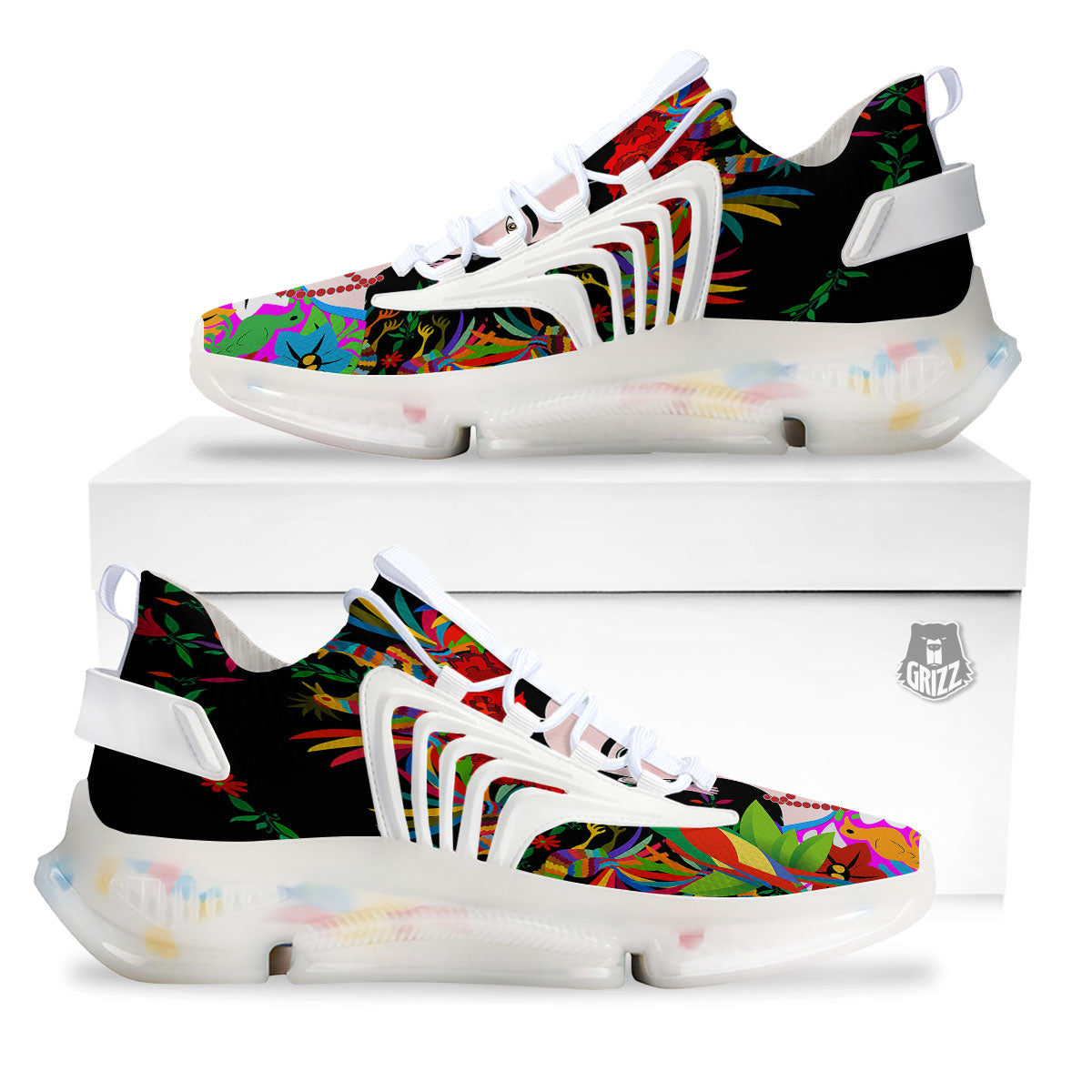 Floral And Frida Kahlo Print White Gym Shoes-grizzshop