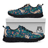 Floral And Raccoon Print Pattern Black Sneaker-grizzshop