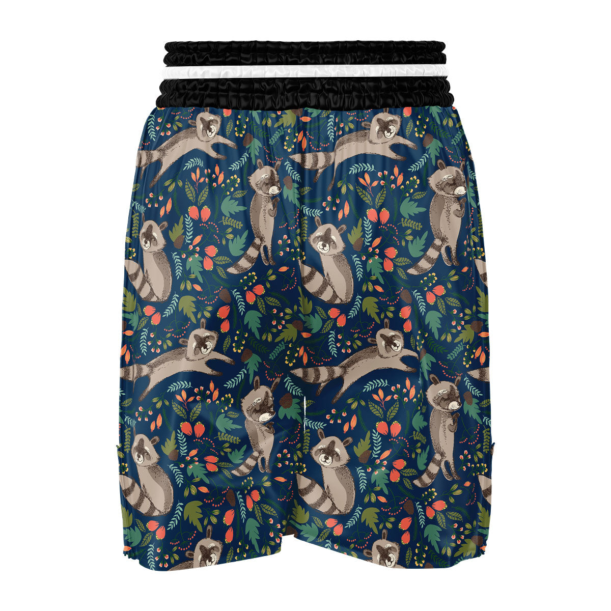 Floral And Raccoon Print Pattern Boxing Shorts-grizzshop