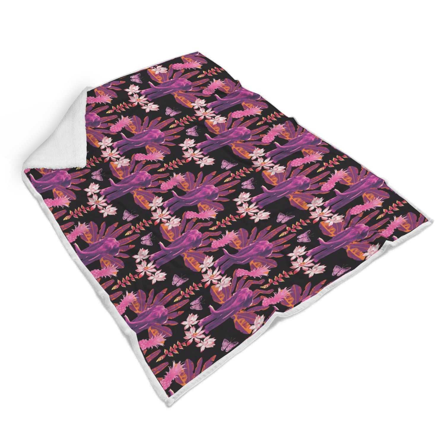 Floral Banana Leaves Elephant Print Throw Blanket-grizzshop