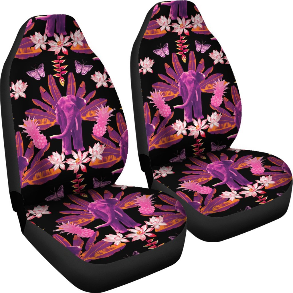 Floral Banana Leaves Elephant Print Universal Fit Car Seat Cover-grizzshop