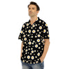 Floral Black Daisy Print Pattern Men's Hawaiian Shirt-grizzshop