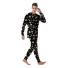 Floral Black Daisy Print Pattern Men's Pajamas-grizzshop