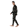 Floral Black Daisy Print Pattern Men's Pajamas-grizzshop