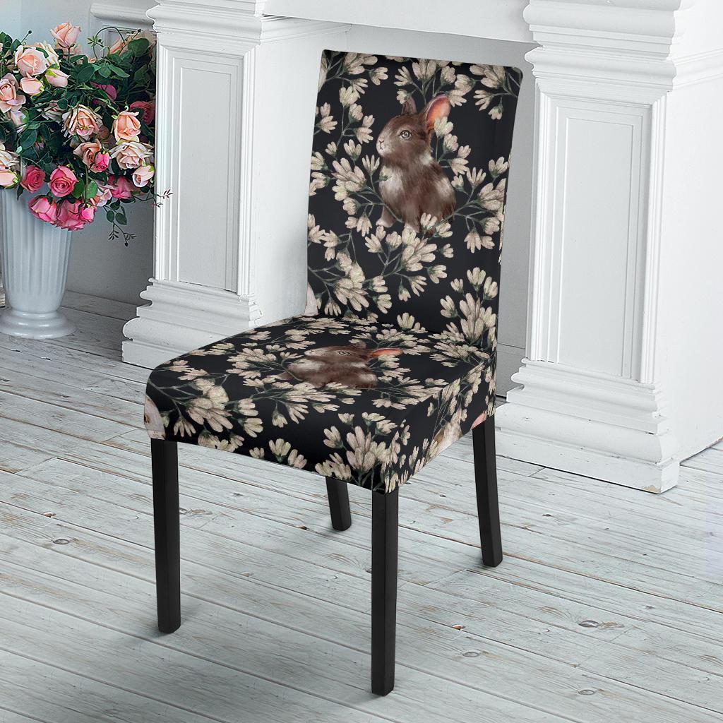 Floral Bunny Rabbit Pattern Print Chair Cover-grizzshop