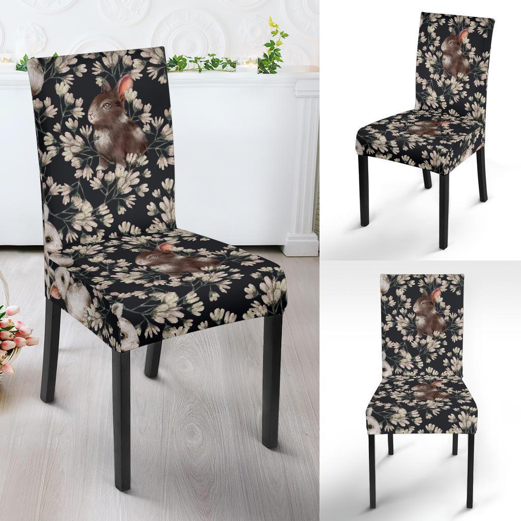 Floral Bunny Rabbit Pattern Print Chair Cover-grizzshop