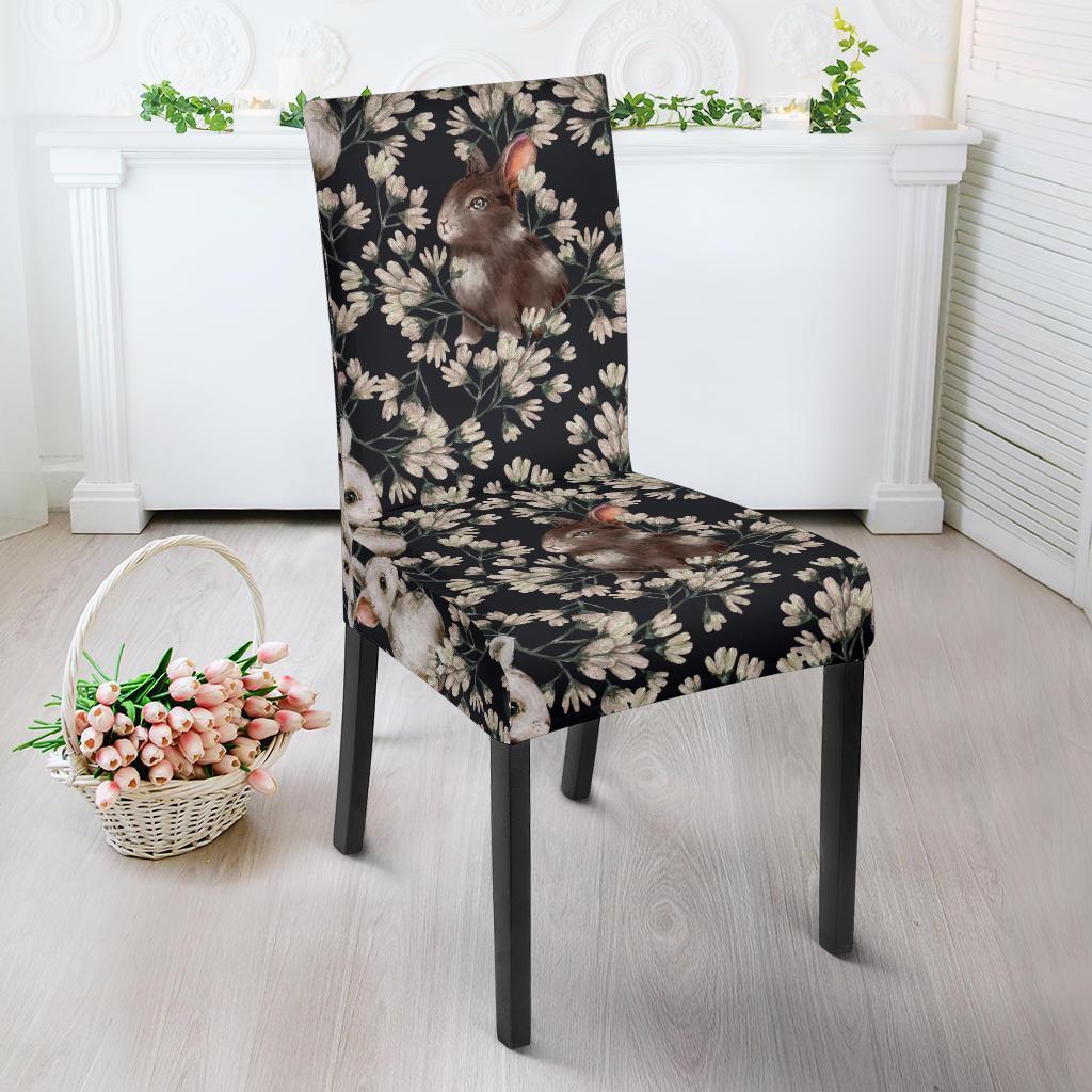 Floral Bunny Rabbit Pattern Print Chair Cover-grizzshop