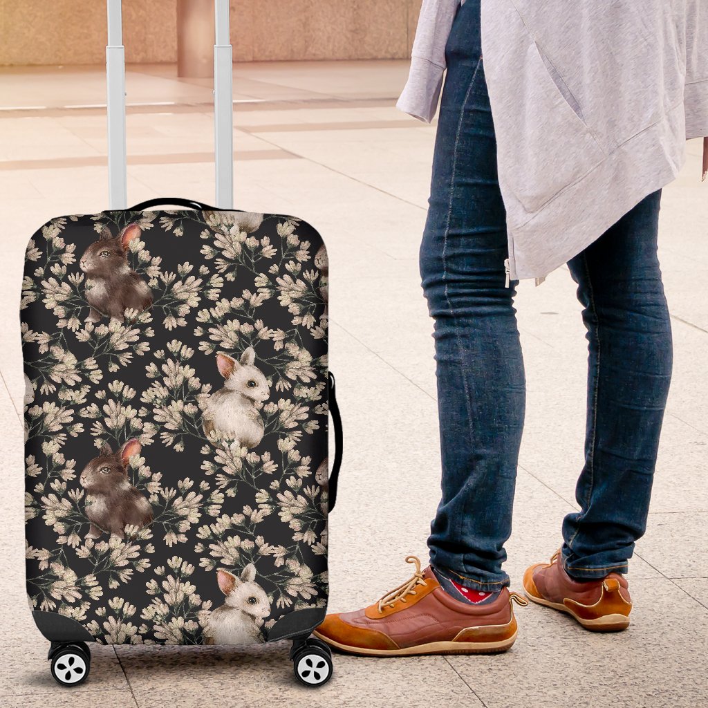 Floral Bunny Rabbit Pattern Print Luggage Cover Protector-grizzshop
