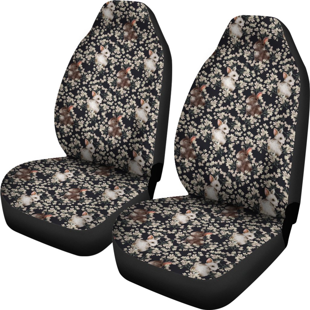 Floral Bunny Rabbit Pattern Print Universal Fit Car Seat Cover-grizzshop