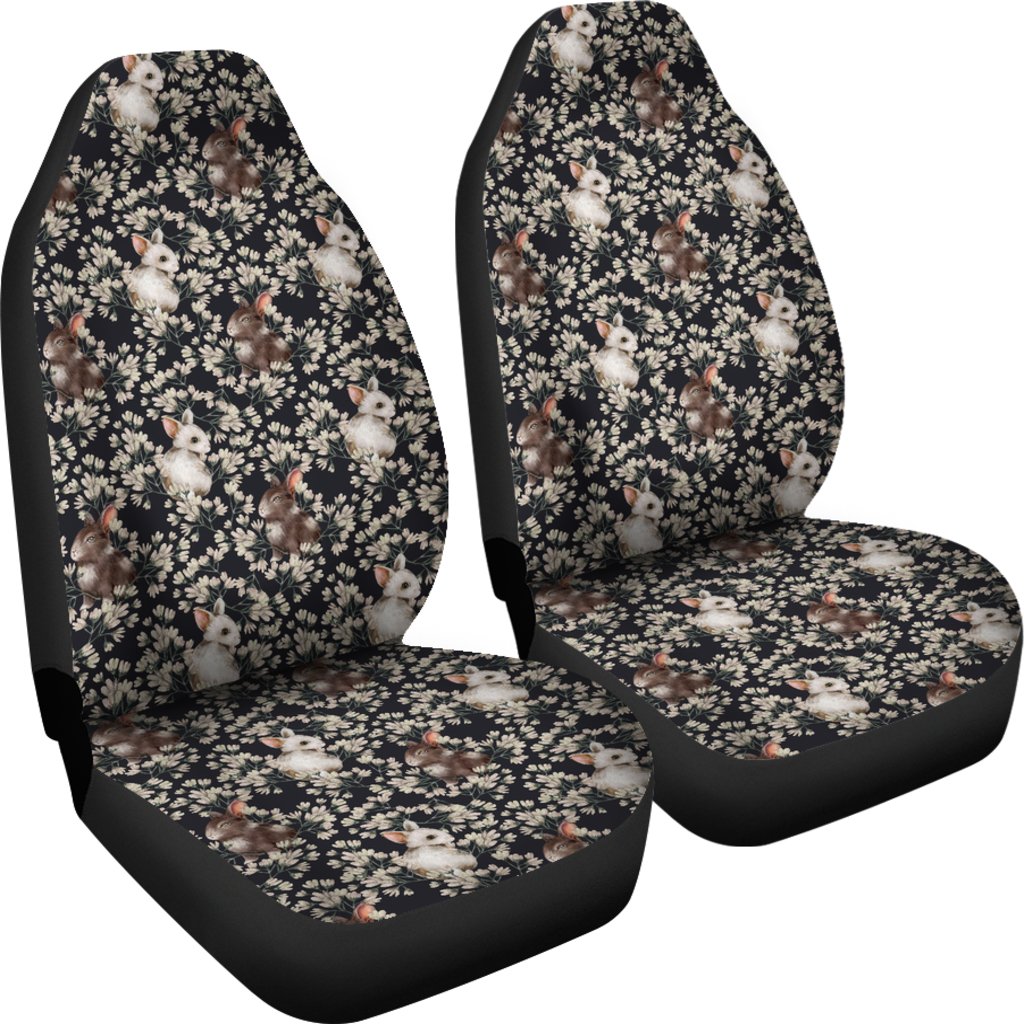 Floral Bunny Rabbit Pattern Print Universal Fit Car Seat Cover-grizzshop