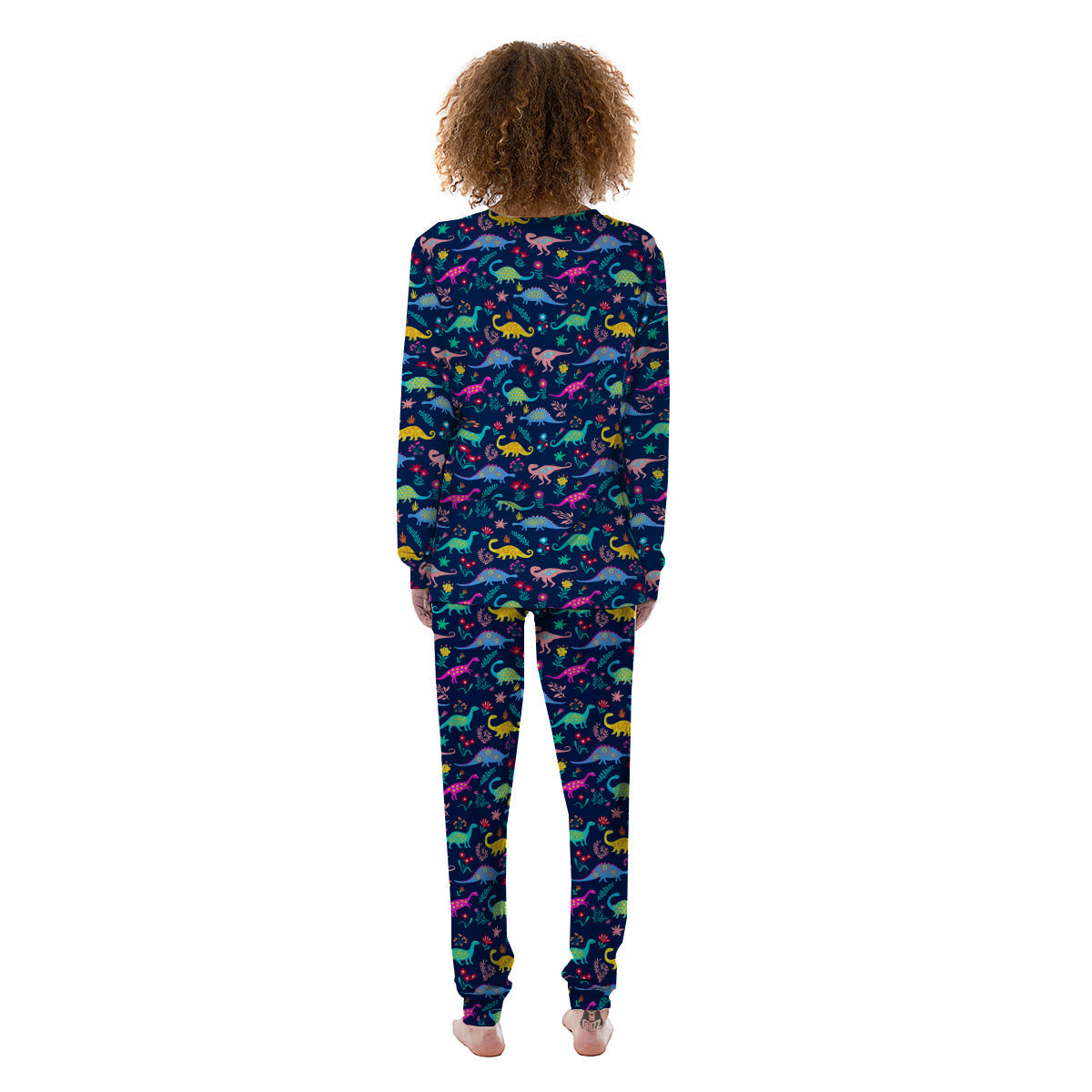 Floral Cute Dino Print Pattern Women's Pajamas-grizzshop