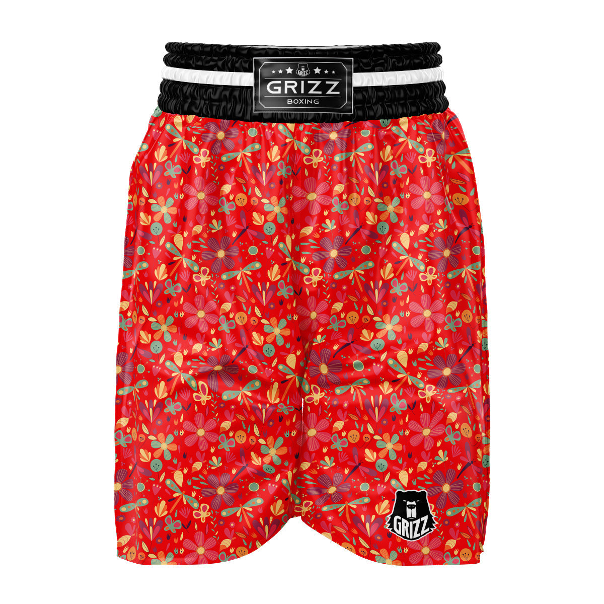 Floral Dragonfly Christmas Print Pattern Boxing Shorts-grizzshop