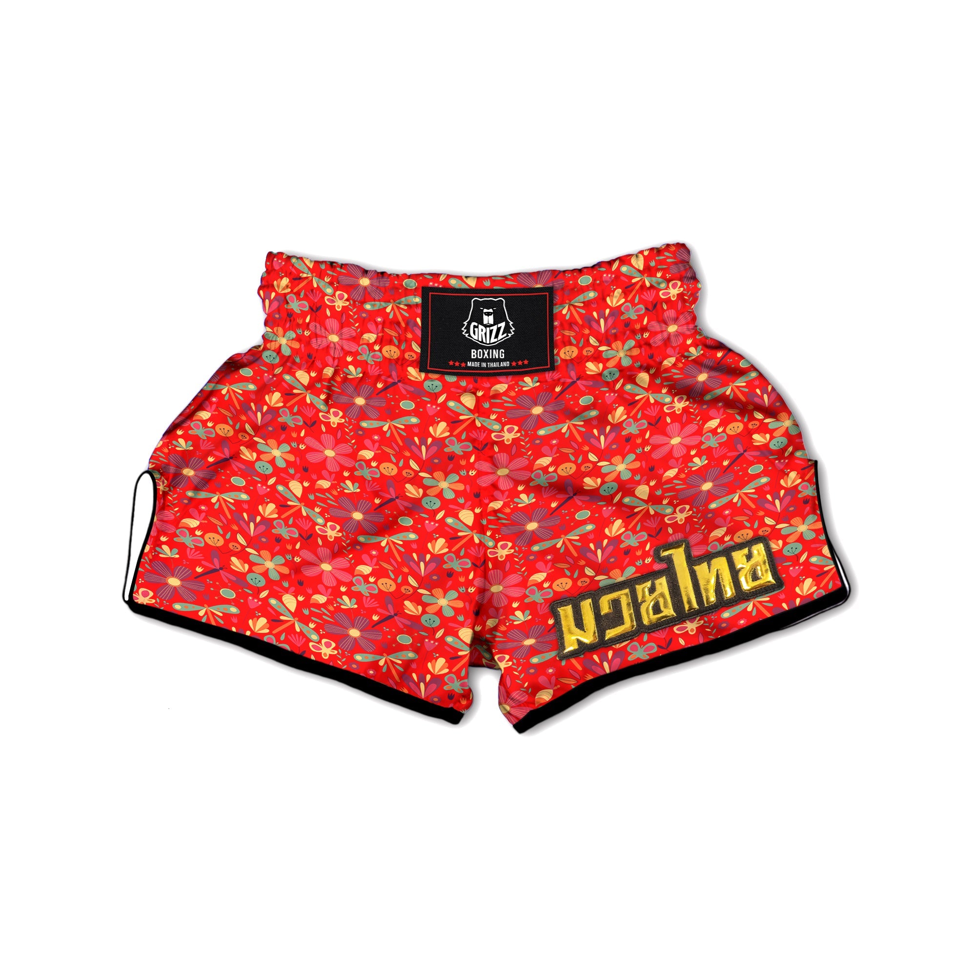 Floral Dragonfly Christmas Print Pattern Muay Thai Boxing Shorts-grizzshop