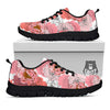 Floral Flower Pink Peony Print Pattern Black Sneaker-grizzshop