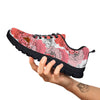 Floral Flower Pink Peony Print Pattern Black Sneaker-grizzshop