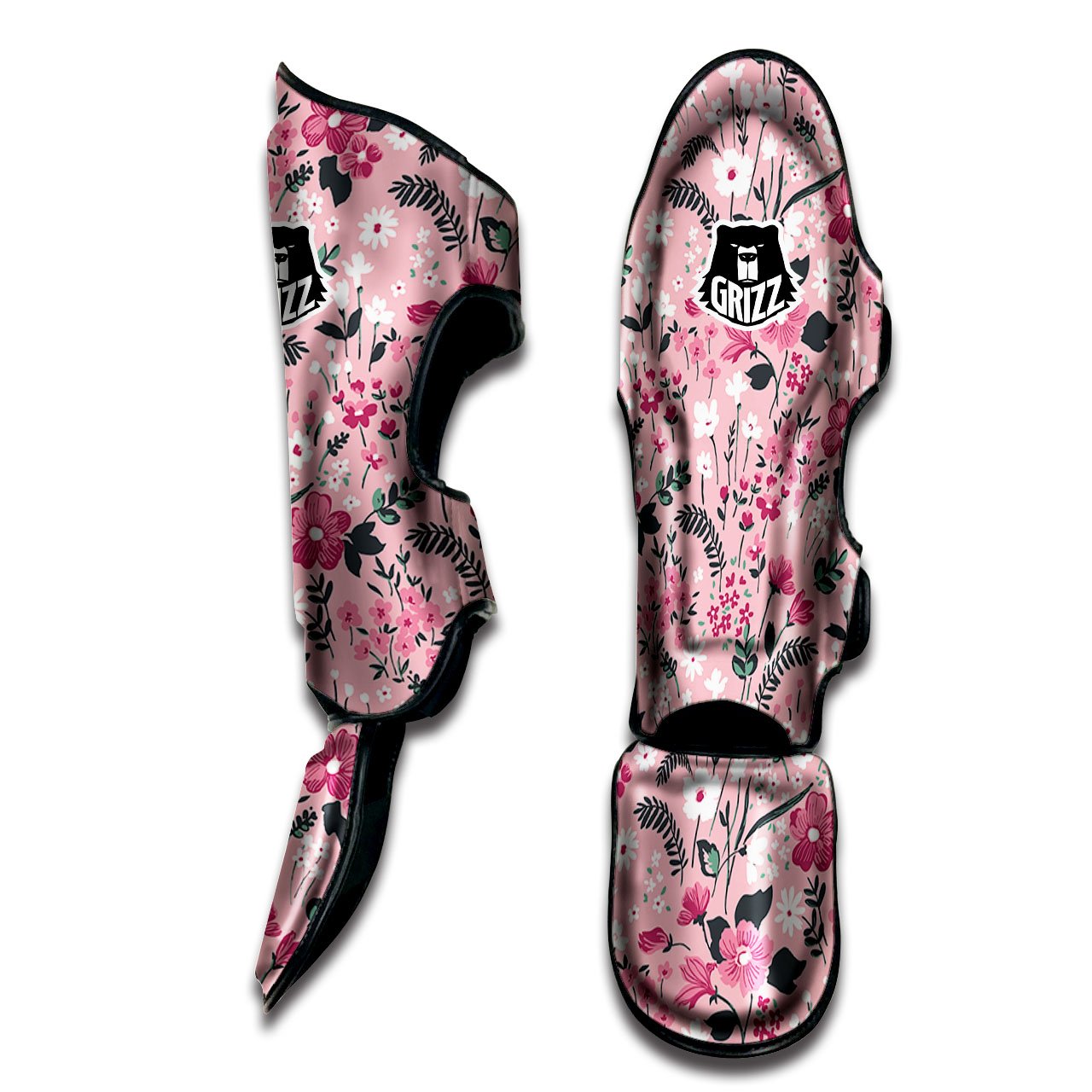 Floral Flower Pink Print Pattern Muay Thai Shin Guards-grizzshop