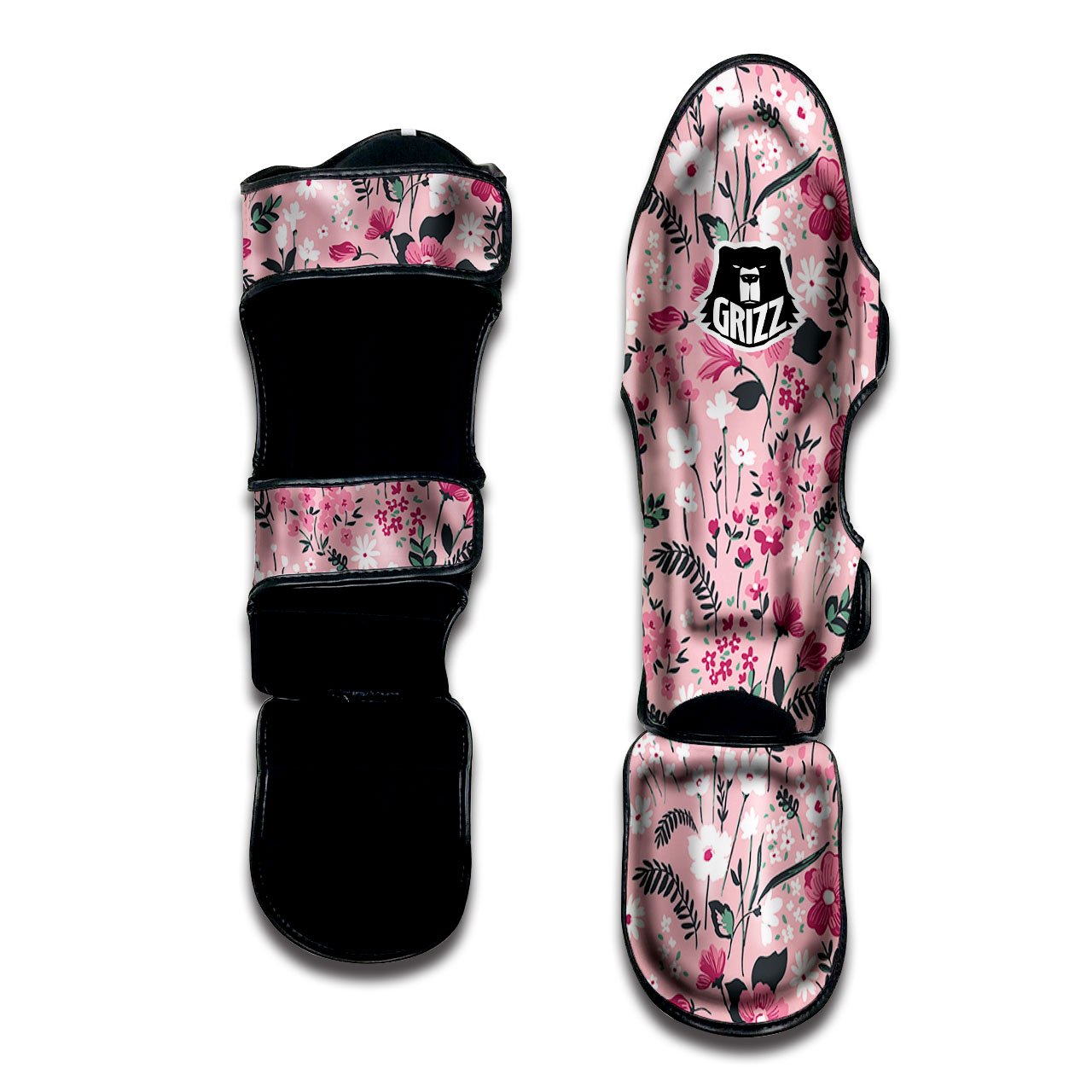 Floral Flower Pink Print Pattern Muay Thai Shin Guards-grizzshop