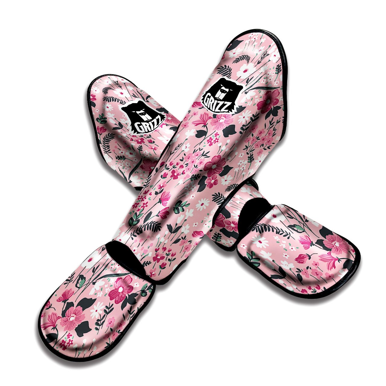 Floral Flower Pink Print Pattern Muay Thai Shin Guards-grizzshop