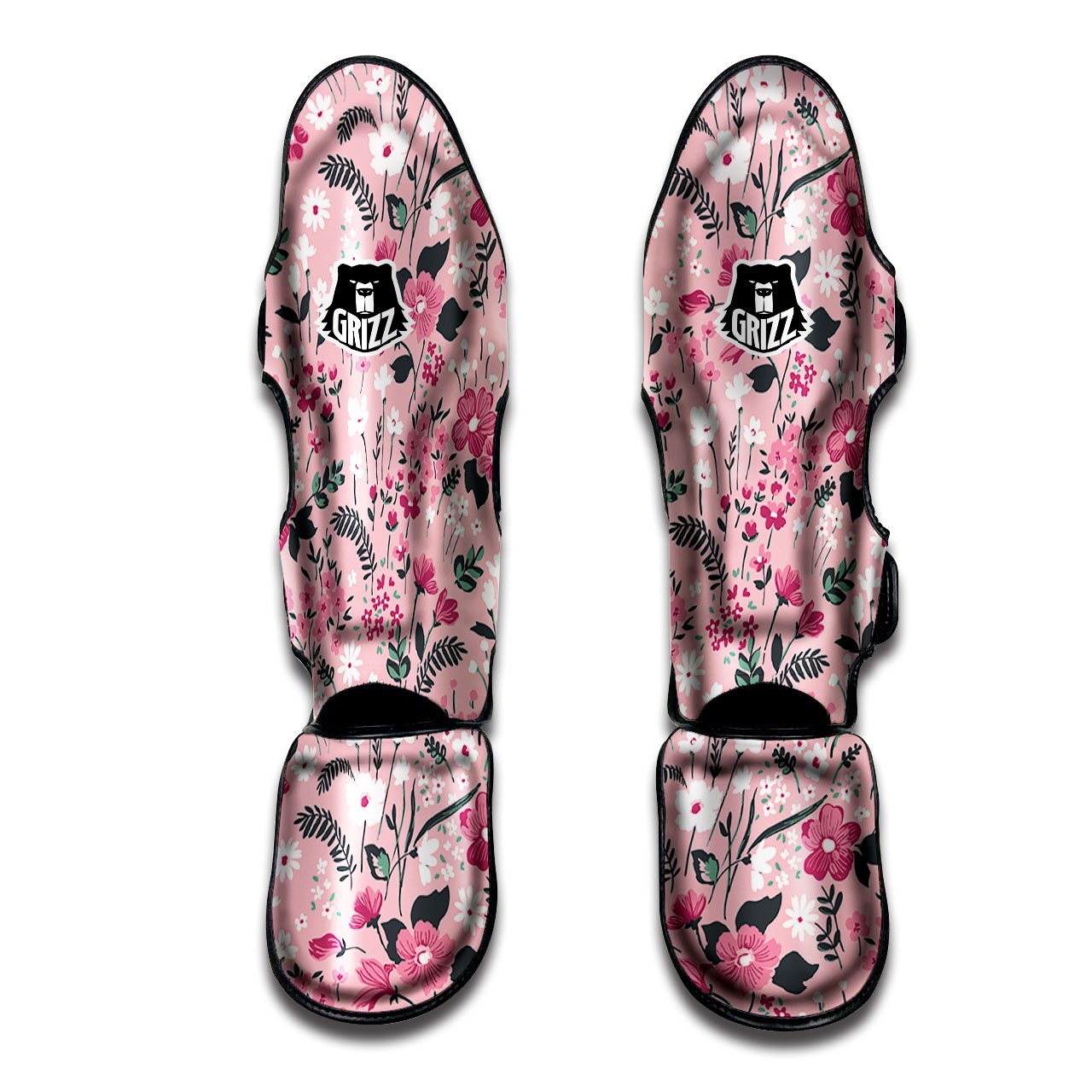 Floral Flower Pink Print Pattern Muay Thai Shin Guards-grizzshop