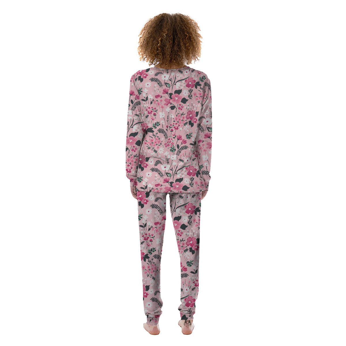 Floral Flower Pink Print Pattern Women's Pajamas-grizzshop