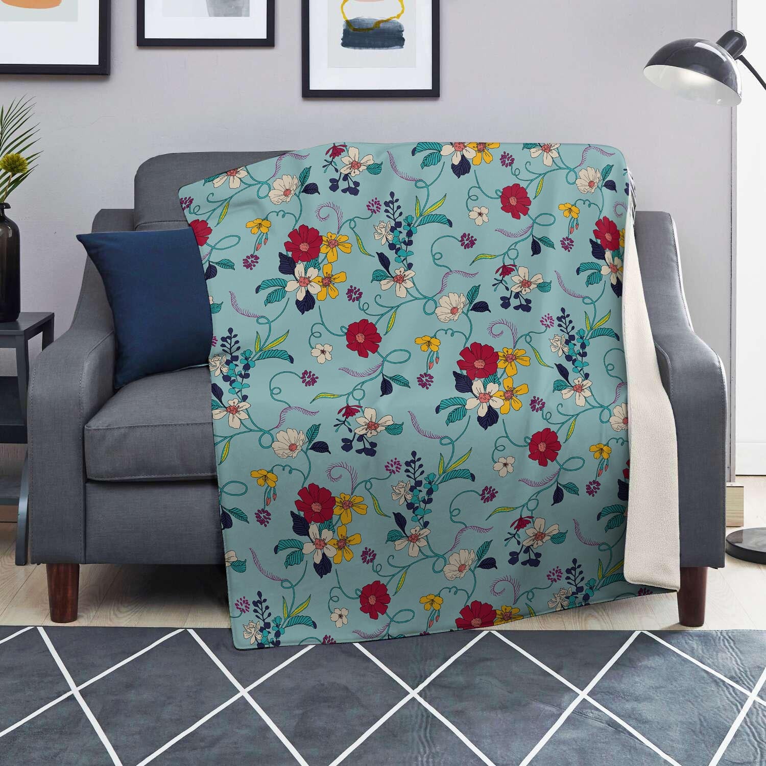 Floral Flower Print Blanket-grizzshop