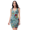 Floral Flower Print Bodycon Dress-grizzshop