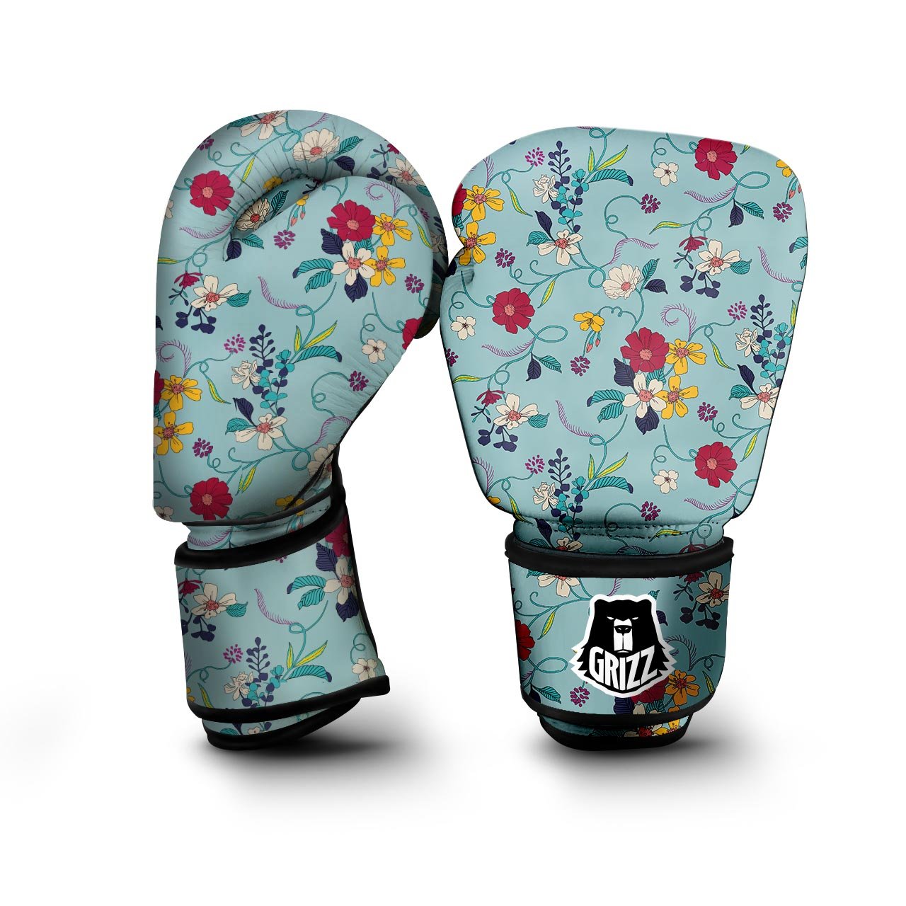 Floral Flower Print Boxing Gloves-grizzshop