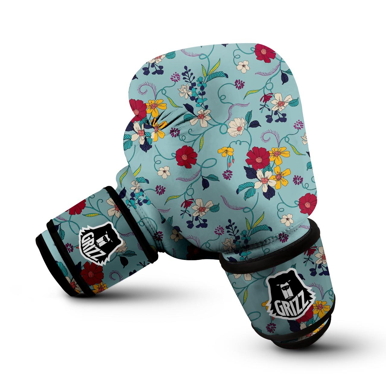 Floral Flower Print Boxing Gloves-grizzshop